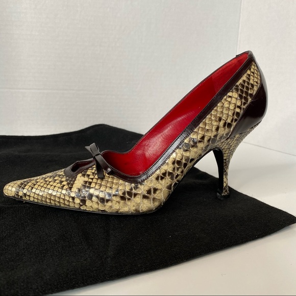 Dolce & Gabbana Beige & Brown Snakeskin Heels 6.5 - Picture 7 of 12